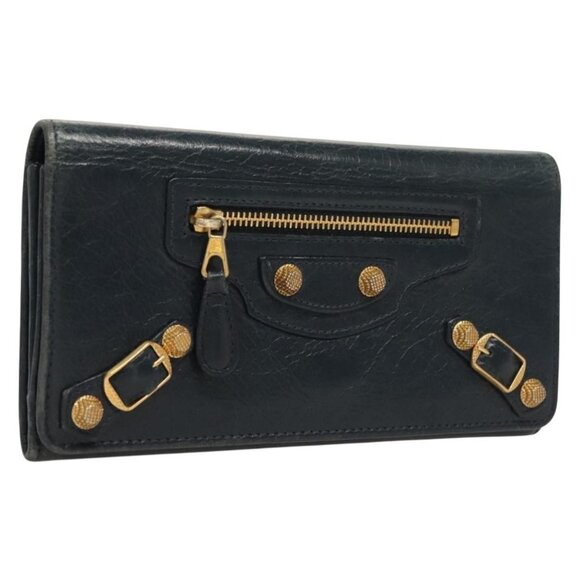 BALENCIAGA Giant Money Long Wallet Leather Navy - Picture 8 of 16